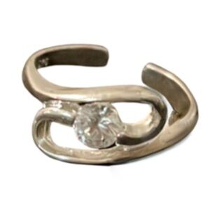 Vintage Elegant Sterling Silver Mossinite Diamond Swirl Wave Toe Ring
